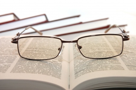 glasses and book